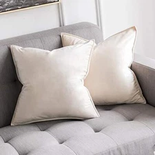  Pack of 2 Decorative Velvet Throw Pillow 18" x 18" (Pack of 2) Cream White
