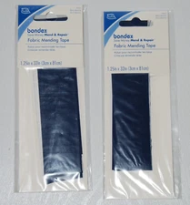 New Lot of 2 Bondex Dark Navy Blue Iron-On Fabric Mending Tape 1.25" x 32" each