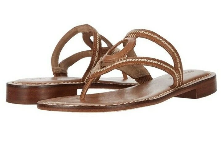 New 168 Bernardo Anthropologie TANIA Cutout 6 M Tan Leather Slide
