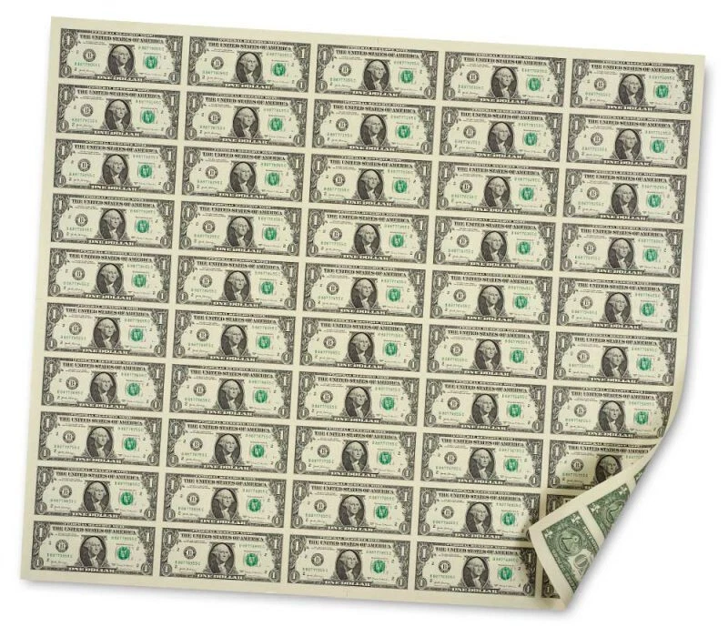 2017 $1 One Dollar Bills Full Uncut Currency Sheet of 50 Notes Washington DC GEM - Image 2 of 2