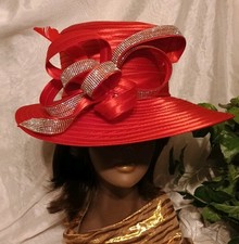 Women's Vibrant Red Hat, for Church, Derby, Easter, Or Your Special Occasion.