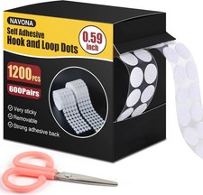 1200Pcs 0.59'' Self Adhesive Dots,Hook and Loop Dots,Nylon Sticky Back Coins,Dia