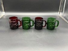 Vintage Santa & Snowman Arocroc Mugs Green and Red set of 4 #1