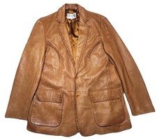 Vintage Scully Leather Blazer Jacket Brown Whipstitch Western Trim Mens 46
