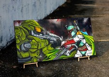 No Quarter [Original Canvas Painting] - Master Chief vs Boba Fett
