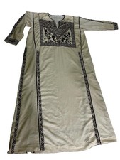 Palestinian Thobe Handmade Tatreez Embroidered Beige And Brown