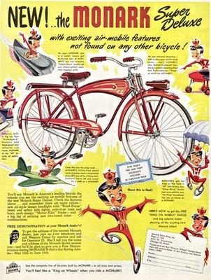 NEW MONARK SUPER DELUXE BICYCLE SERVICE AND SALES 5X7 ADV REPRINT