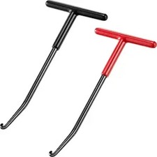 2 Pieces Exhaust Spring Puller Tool Exhaust Spring Hooks, T Handle Red, Black