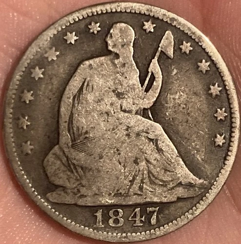 1847 P Seated Liberty Half Dollar Good Details Rim Bump