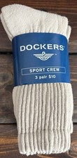 Vintage 90s DOCKERS Slouch Sport Crew Socks Pack 3 Tan USA Sz 8-12 New
