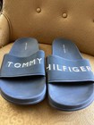 TOMMY HILFIGER Blue White Logo Slip On Slide Sandals Shoes WOMENS Size 11M — photo 2