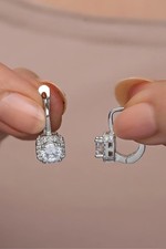 2.25Ct Round Cut Simulated Diamond Pretty Drop Earrings In 14k White Gold Plated