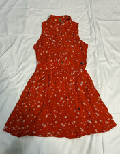 FARM Rio Red Star Print Cutout Mini Shirt Dress Womens P Small Sleeveless