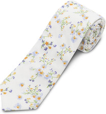 Cotton Floral Ties for Men 2.76" Men's Skinny Tie Linen Flower Printed Neck Tie