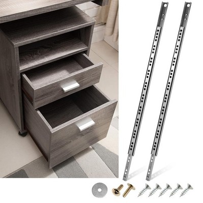 2 PCS Ball Bearing Drawer Slides 16 Inch 406mm 2 Fold Metal Tracks Two Way