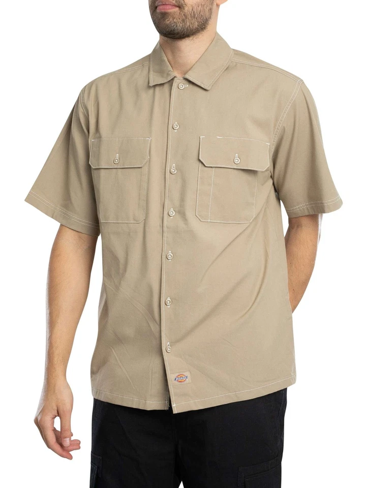 Dickies Uomo Camicia da lavoro a maniche corte Riverbend, Marrone - Immagine 2 di 4