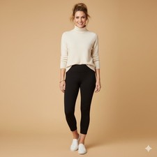 Eileen Fisher Woman Black Ankle Pants 1X  Stretch Knit Pull-On Slim Tapered Fit