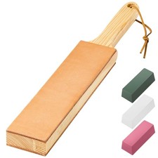 14x2" Double Sided Leather Strop for Knife Sharpening with Polishing Compound