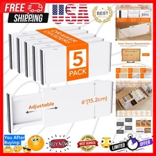 5 Pack Drawer Dividers Plastic 6" High, 13.5-22" Adjustable Drawer Organizers...