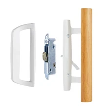 Patio Sliding Glass Door Handle Set | Non-Keyed Mortise Lock with 45° White