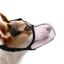 S Pink Dog Muzzle, Soft, Breathable, Anti Barking, Biting, Air Mesh Basket