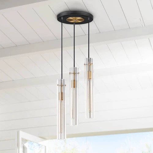 Maxim Flambeau 12 3/4" Wide Black Brass Multi-Light Pendant - Picture 1 of 6