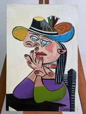 Pablo Picasso Oil Painting on canvas Sealed  Antique Unframed measure 40x60 cm