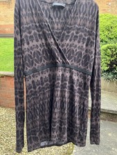 Marc Cain N3 Uk 12 Animal Print Blouse Excellent Condition