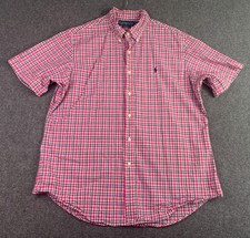 Ralph Lauren Dress Shirt Mens XL Pink Red Tartan Custom Fit