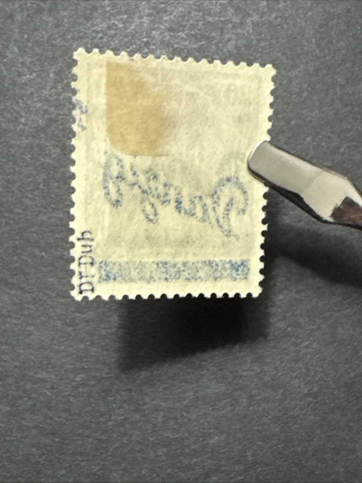 Estampilla coleccionable firmada WMK verde y azul con doble sobreimpresión de Danzig 20pf MH de 1920 Foto 4 de 4