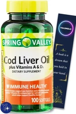 Cod Liver Oil plus Vitamins a & D3 Immune Health Dietary Supplement Softgels Spr