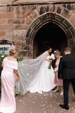 wed2b White Tulle Strapless Princess Ball Gown Wedding Dress Train Size 10