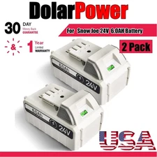 2 Pack 6.0Ah 24V Battery for Snow Joe + Sun Joe iON+ 24V 24VBAT-LTX 24VBAT-LTW