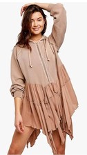 NWT Free People Womens Moon Dust Zip Up Cardigan Hooded Jacket Oversized XS andS