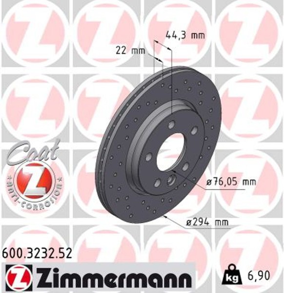 2X Zimmermann Bremsscheibe Sport Z 600.3232.52 FüR T5 VW 2E3 2E4 T6 Transporter-image