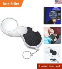 Compact Lighted Magnifying Glass - 45mm Folding Pocket Magnifier for Travel