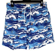 Trunks Men's Mesh Lined Board Swim AOP Waves Surf Surfing Beach Drawstring M