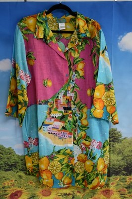 ANTICA SARTORIA 2026 SMALL POSITANO AMALFI COAST LEMONS  DRESS BUTTON DOWN NWT