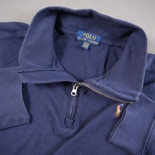 Polo Ralph Lauren Boys 1/4 Zip Blue Cotton Pullover Sweater XL 18-20 Preppy