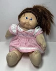 Vintage Cabbage Patch Kids Doll Brown Hair Pink Dress Coleco 1980s