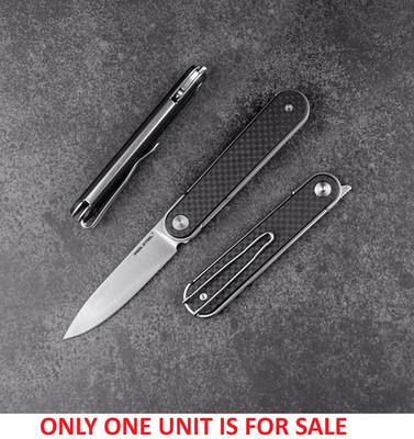 Real Steel Iris Folding Knife 3  12C27 Sandvik Steel Black Blade G10/CF Handle