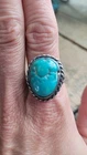 Vintage Navajo Sterling Silver Turquoise Ring Size 8, Braided Edge, Jewelry