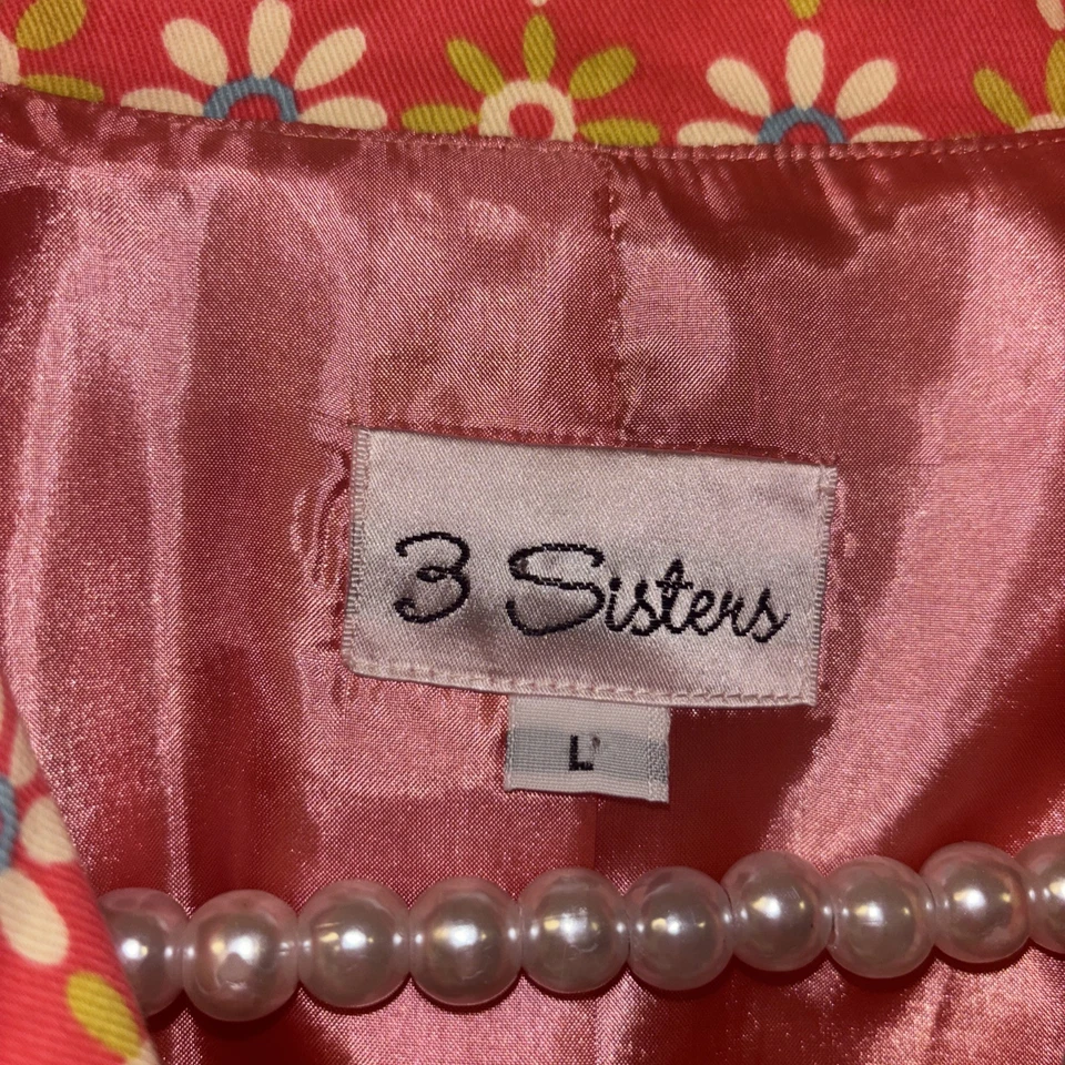 Abrigo Chaqueta Mujer 3 Hermanas Talla Lg Floral Indie Boho Med Abrigo Coral Mangas 3/4 Foto 4 de 4