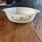 Vintage Glasbake Avocado Green Daisy Casserole 2 QT  #438 No Lid