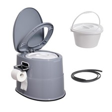Portable 1.3 Gallon Gray Toilet With Detachable Phone Shelf For Camping Travel