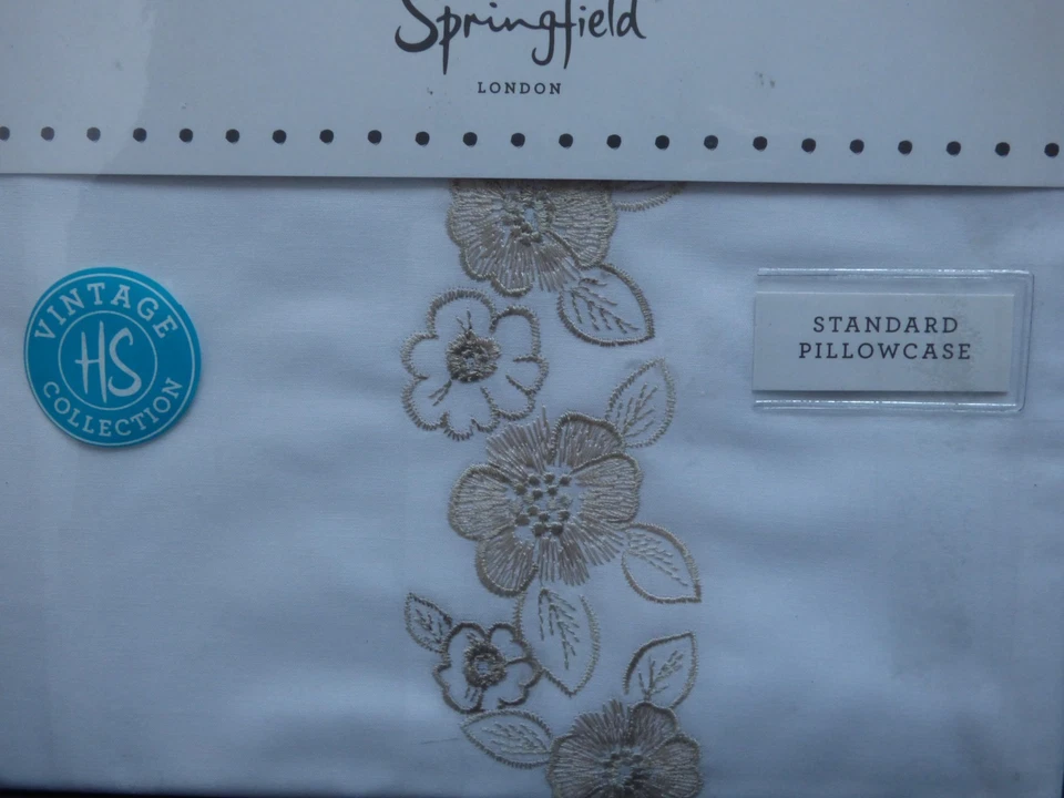 BEDECK. Helena Springfield Range. Standard Embossed Pillow Case. Floral on Fawn - Image 2 of 4