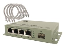 4 Port Gigabit Ethernet to Open Gigabit SFP Slot Fiber Media Converter  Mini...