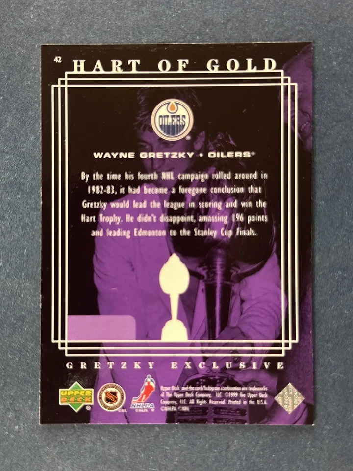 1999-00 Upper Deck Gretzky Exclusives #42 Wayne Gretzky Oilers - Image 2 of 2