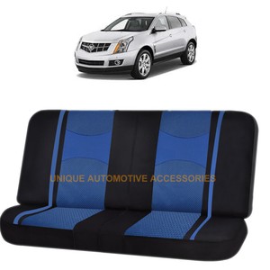 Blue Black Poly Mesh Net 2pc Split Bench Seat Cover For Cadillac