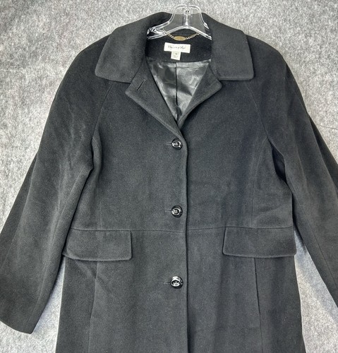 Preston & York Black Long Wool Angora Rabbit Hair Women's Coat Sz 16 - Picture 2 of 10